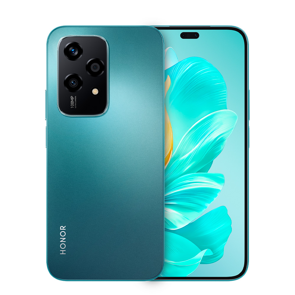 Honor 200 Lite 5G Verde Honor 200 Lite 5G, vista frontal y trasera color Verde