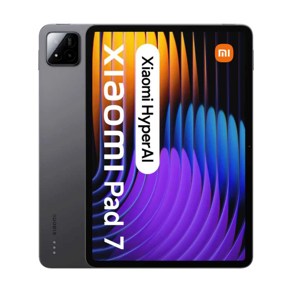 Tablet Xiaomi PAD 7 frente y respaldo de color gris