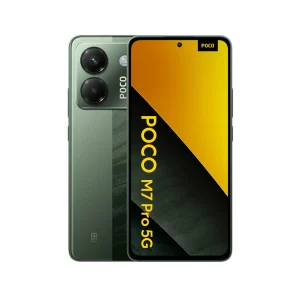 POCO M7 PRO frente y respaldo celular de color verde