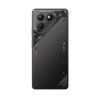 Smartphone Tecno Pova 7 Negro visto desde atrás, con triple cámara y diseño geométrico.