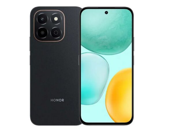 Honor play 9c color negro frente mostrando pantalla y respaldo mostrando cámara