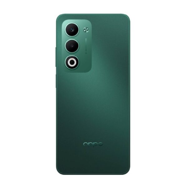 Oppo A5 color verde respaldo mostrando cámara.