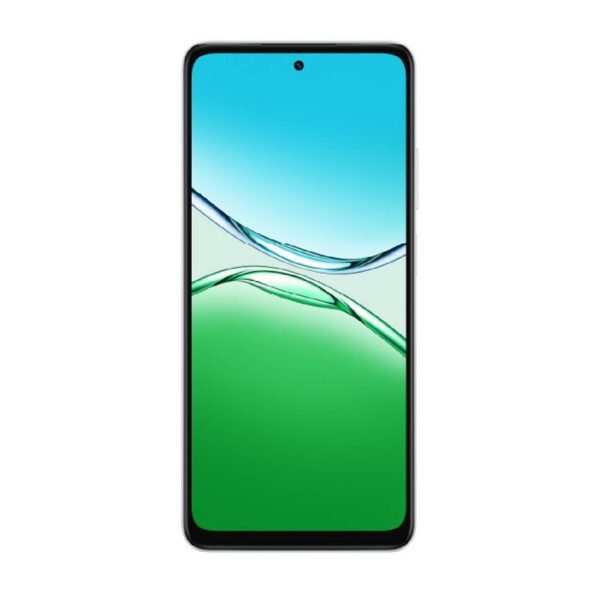 Oppo A5 color verde frente mostrando pantalla