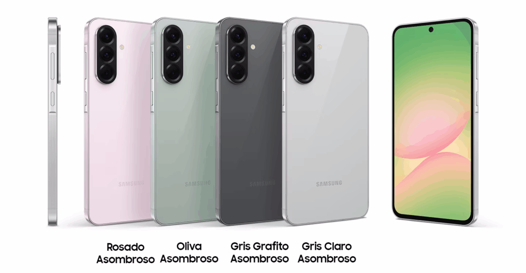 Variación de colores del celular samsung Galaxy A56
