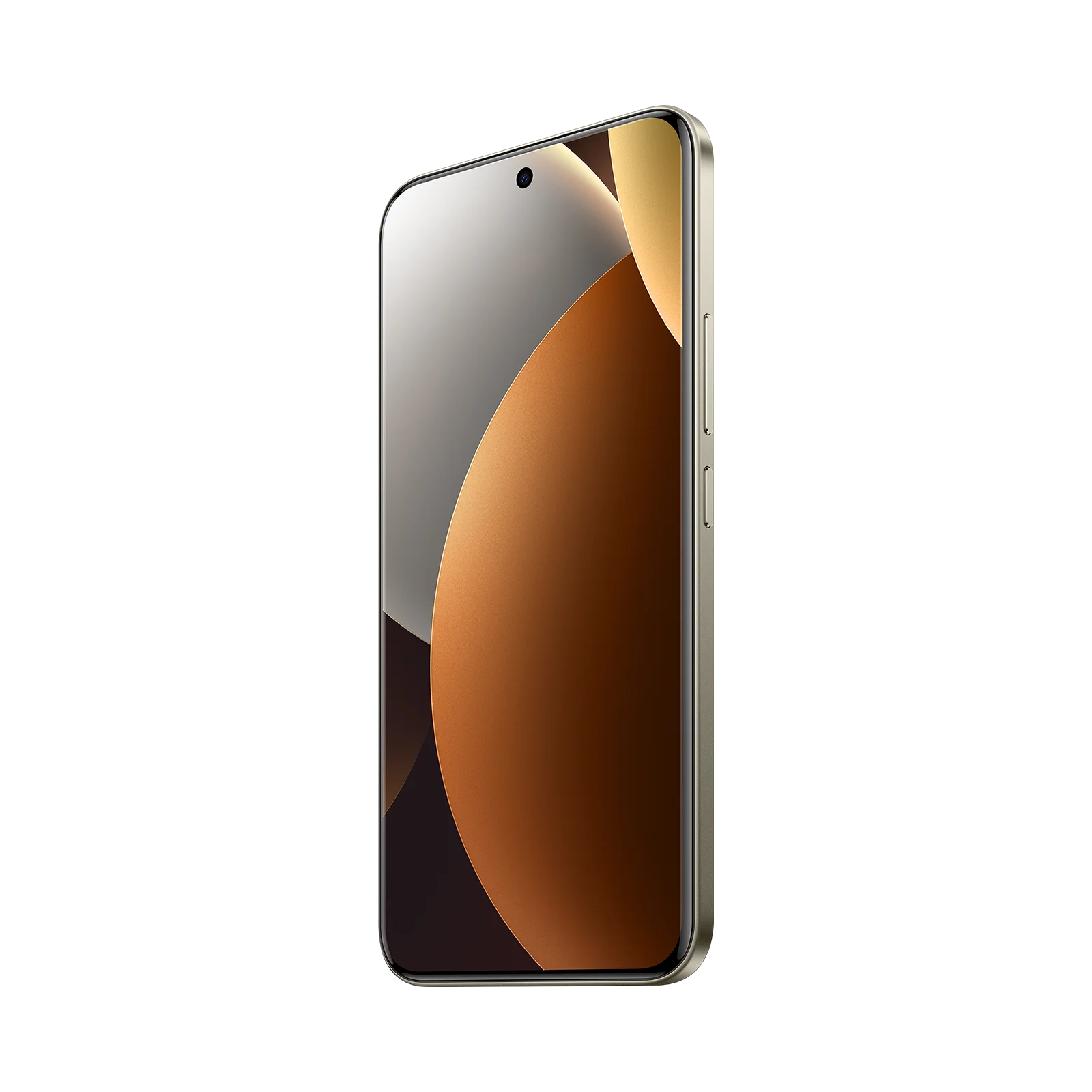 Xiaomi Redmi Note 15 Pro Plus Cafe frente diagonal mostrando pantalla borde y botones