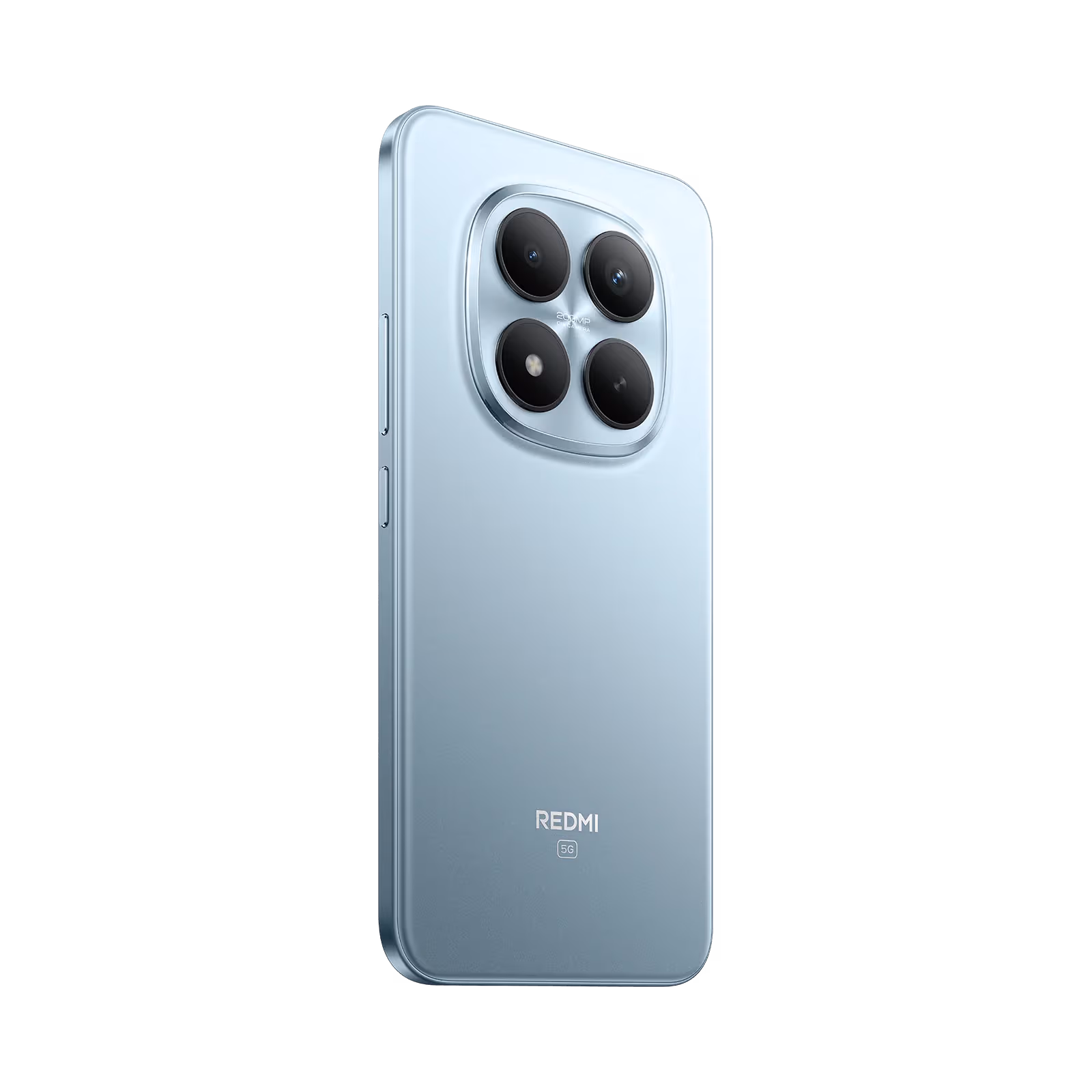 Redmi Note 15 Pro+ 5G azul vista trasera diagonal mostrando cámara vista posterior mostrando cámaras y flash disponible en celumovil Store