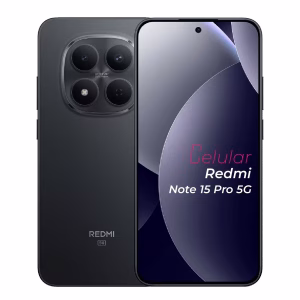 Redmi Note 15 Pro 5G negro vista delantera y trasera frontal mostrando pantalla y cámara vista posterior