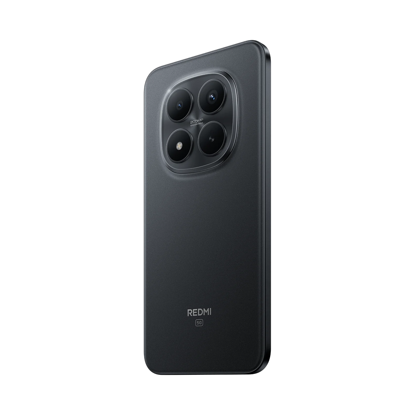 Xiaomi Redmi Note 15 Pro Plus Negro respaldo diagonal mostrando cámara logo, bordes y botones
