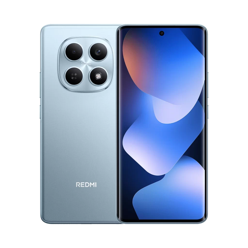 Celular Xiaomi Redmi Note 15 Azul frente mostrando pantalla