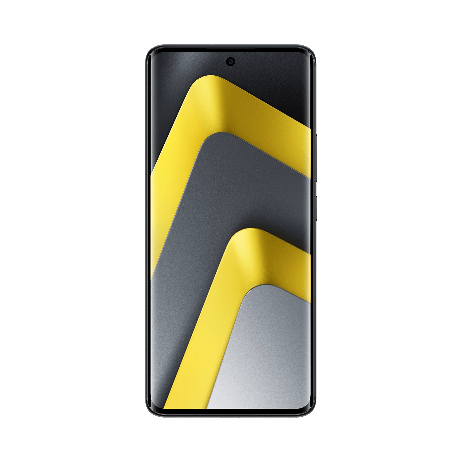 POCO M8 negro frente mostrando pantalla