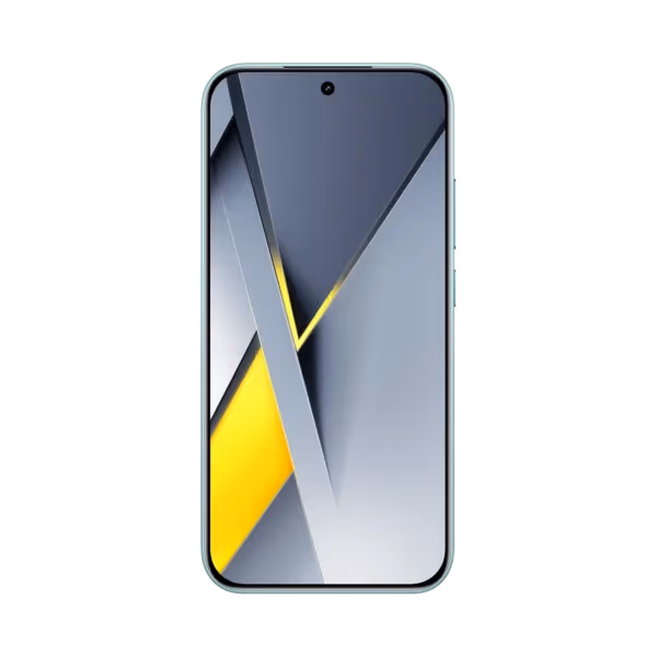 Poco F8 Pro azul vista frontal mostrando pantalla y cámara frontal disponible en celumovil Store
