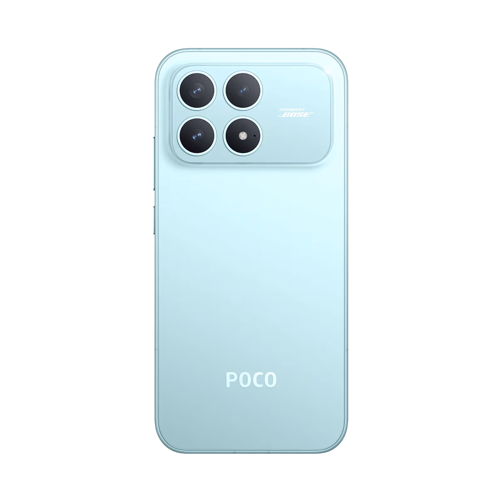 Poco F8 Pro azul vista trasera frontal mostrando cámara vista posterior mostrando cámaras y flash disponible en celumovil Store