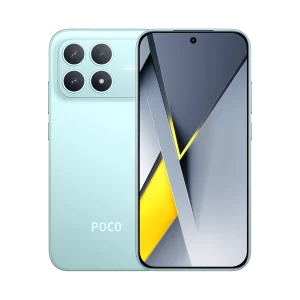 Xiaomi Poco f8 5G azul vista frontal y vista respaldo