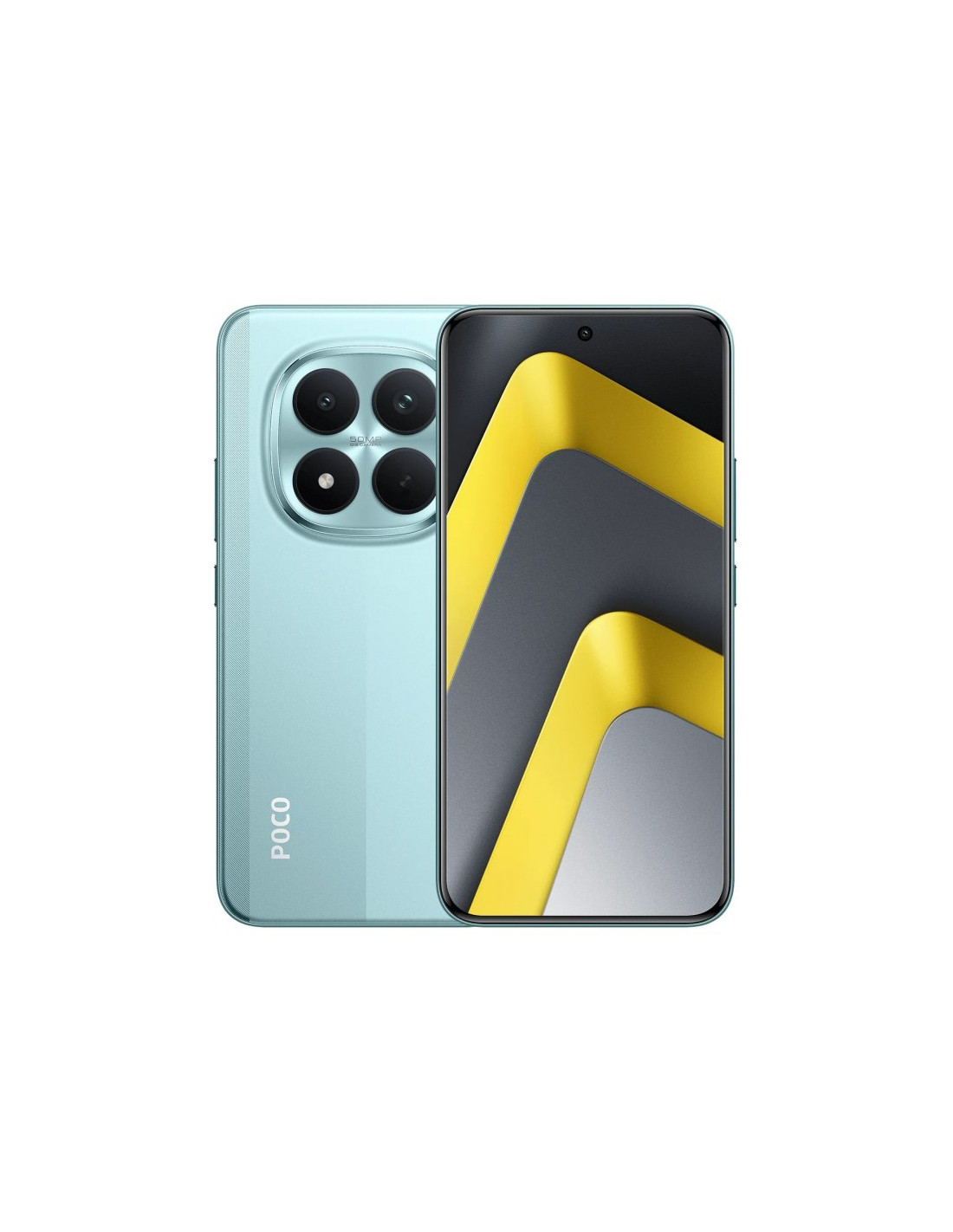 Celular Xiaomi poco m8 pro 5g 8gb 256gb verde smartphone vista frente y respaldo Celular Xiaomi poco m8 pro 5g 8gb 256gb verde smartphone vista frente y respaldo