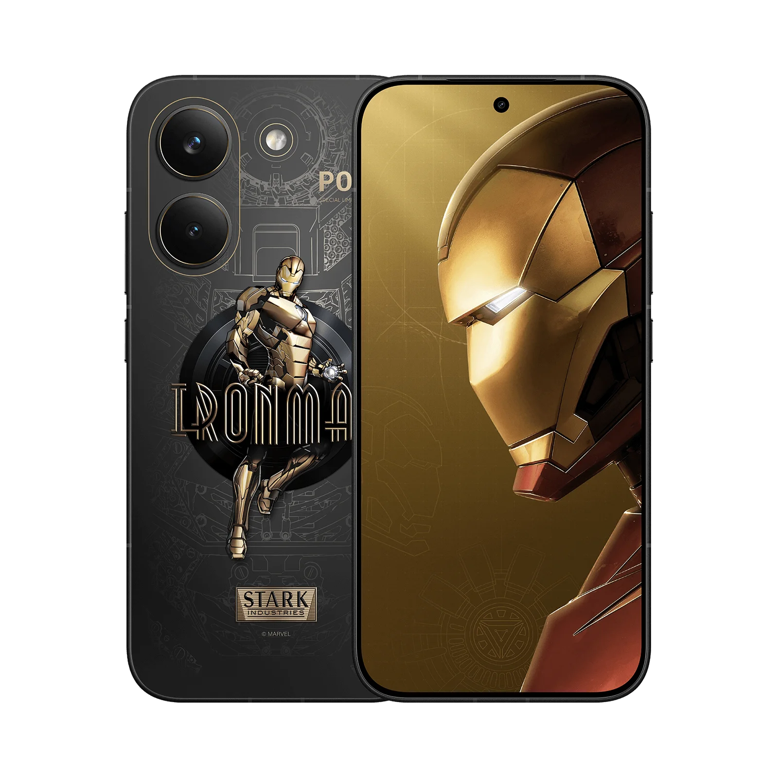 POCO X8 Pro Iron Man Edition, vista frontal y trasera
