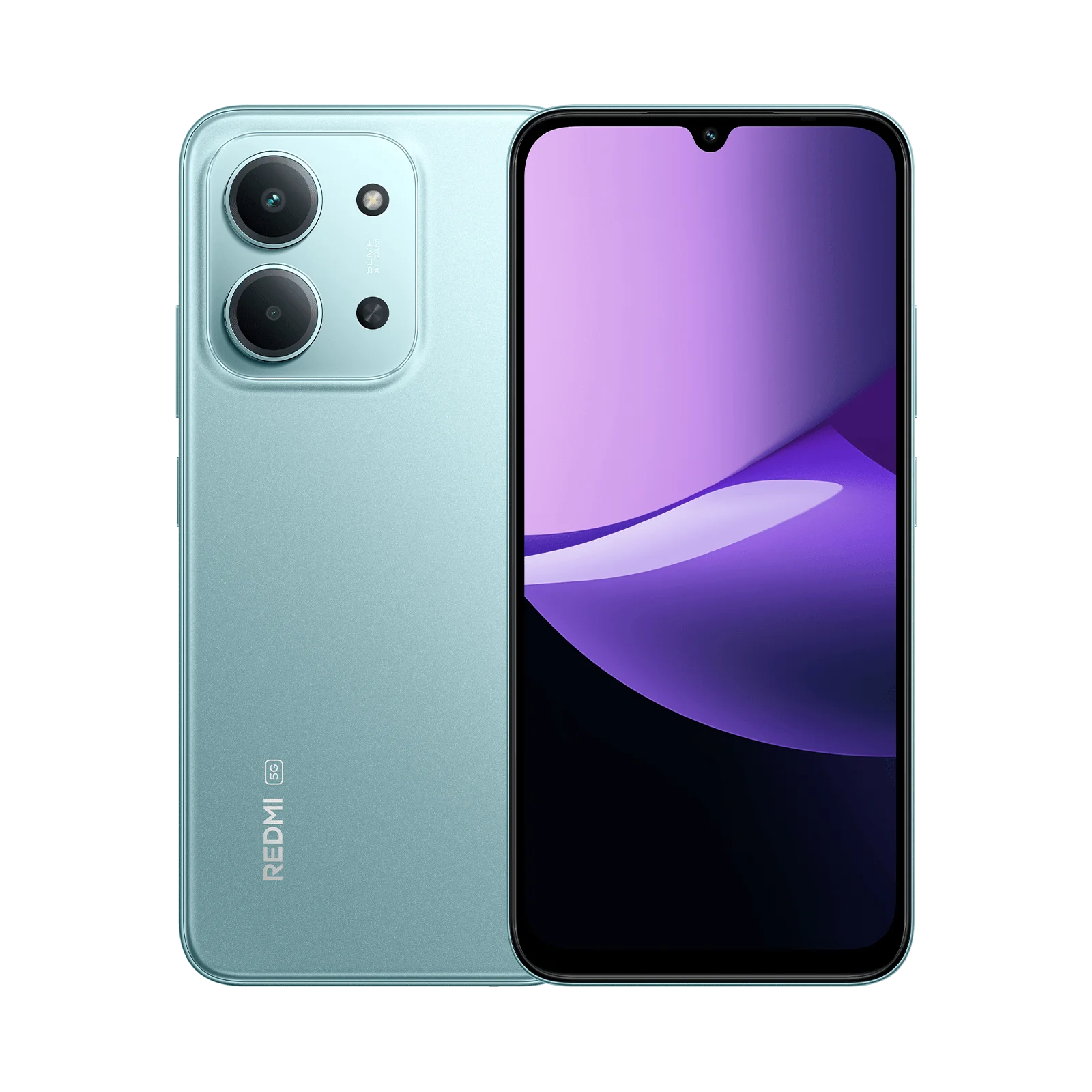 Xiaomi Redmi Note 13C 5G azul con vista frontal y trasera completa