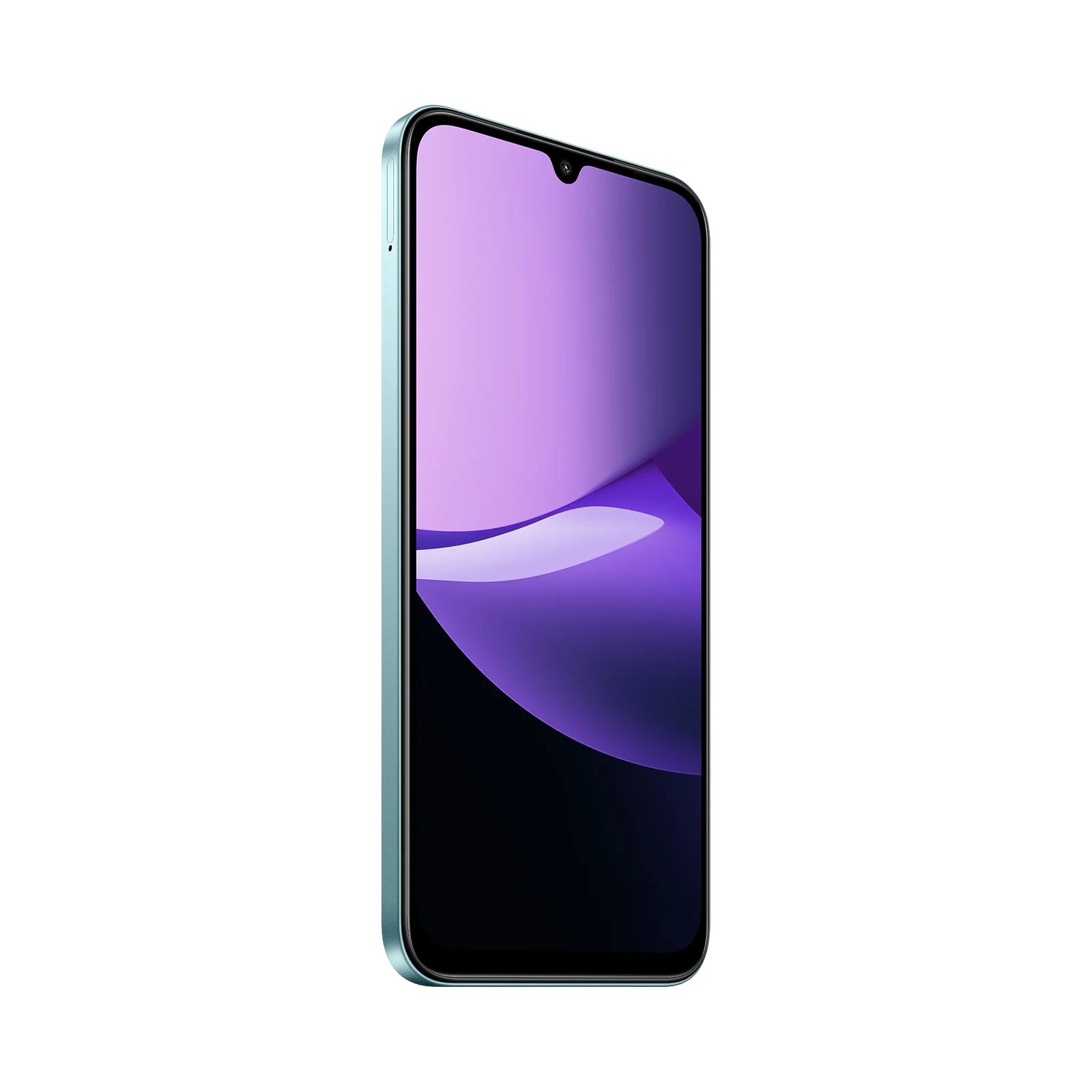 Xiaomi Redmi Note 13C 5G azul en vista lateral con pantalla frontal