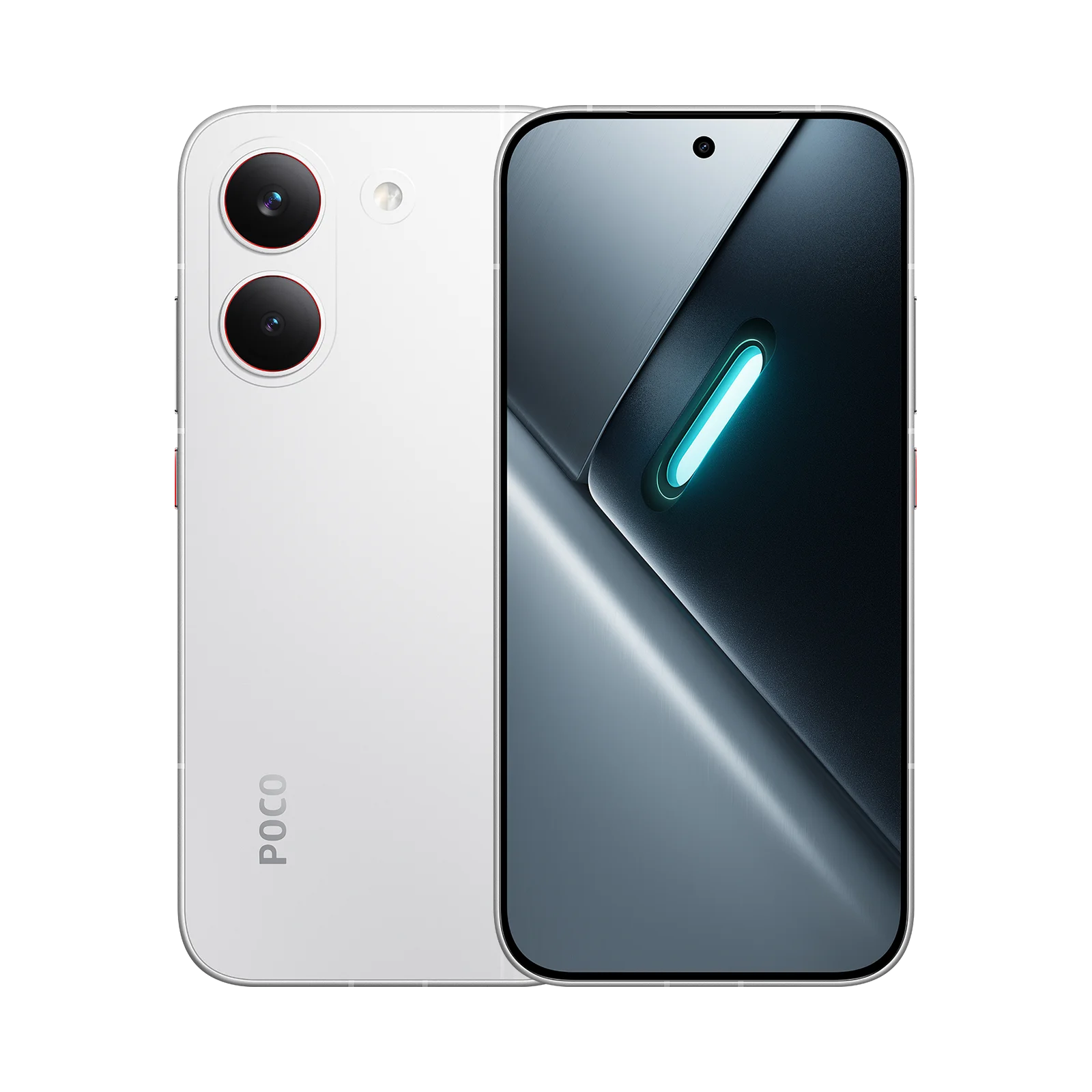 Poco x8 Pro 5G Blanco vista frente y respaldo Poco x8 Pro 5G Blanco vista frente y respaldo