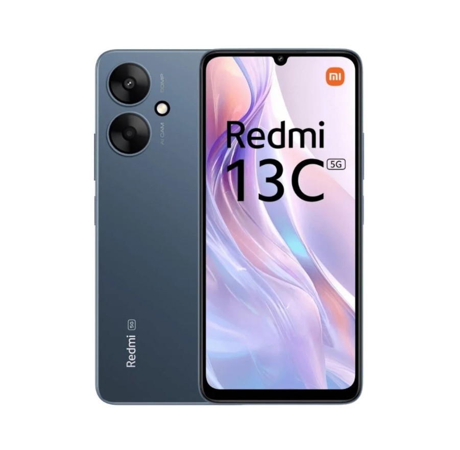 Xiaomi Redmi Note 13C 5G azul con vista frontal y trasera completa