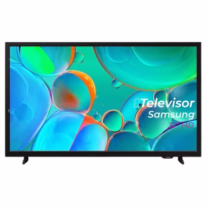 Televisor Samsung 32 Pulgadas HD mostrando pantalla sobre base vista frontal disponible en Celumovil Store