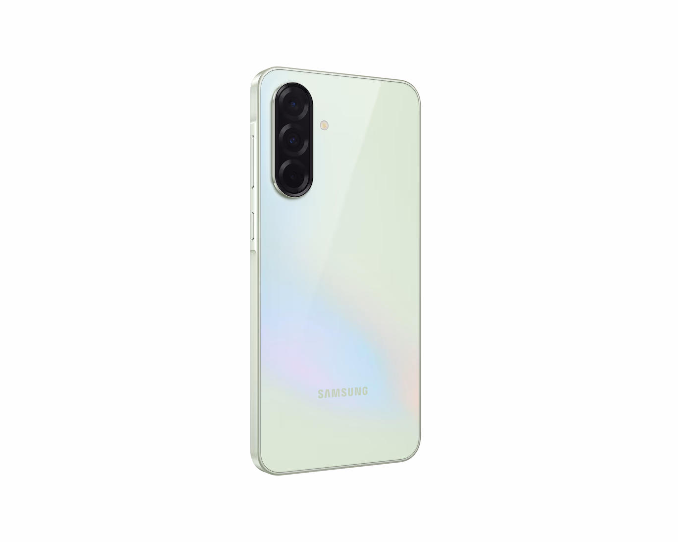 Samsung Galaxy A36 verde vista respaldo diagonal cámara y borde