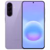 Diseño completo del Samsung Galaxy A57 color lila mostrando su pantalla frontal y sus tres cámaras traseras.
