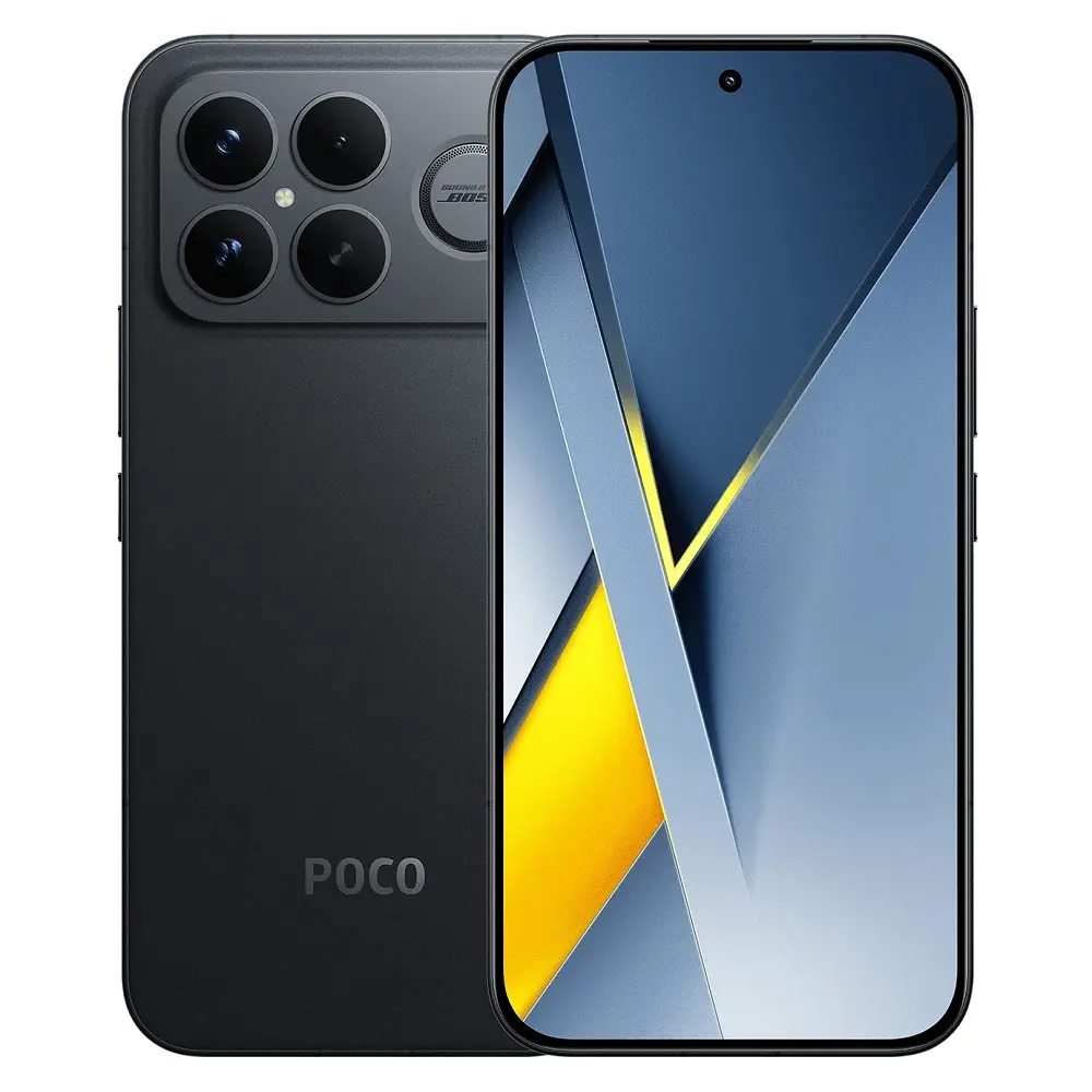 Xiaomi Poco F8 Ultra Negro frentes mostrando su pantalla y respaldo mostrando sus cámaras