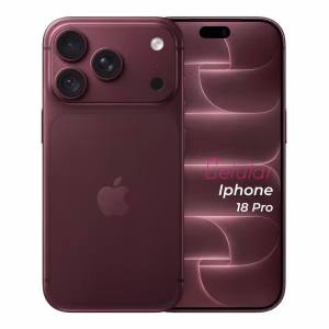 Iphone 18 Pro vinotinto vista delantera y trasera frontal mostrando pantalla y cámara vista posterior