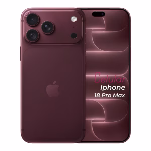 Iphone 18 Pro Max vinotinto vista delantera y trasera frontal mostrando pantalla y cámara vista posterior
