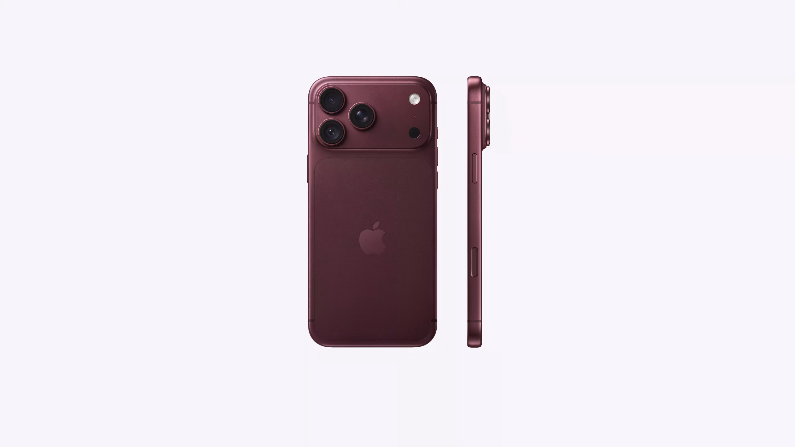 Iphone 18 Pro Max vinotinto vista trasera frontal y lateral posterior mostrando cámaras flash y botones disponible en celumovil Store