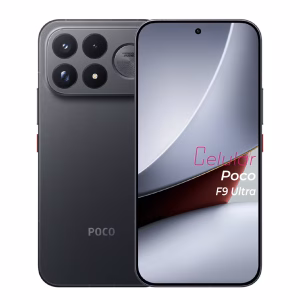 Poco F9 Ultra negro vista delantera y trasera frontal mostrando pantalla y cámara vista posterior
