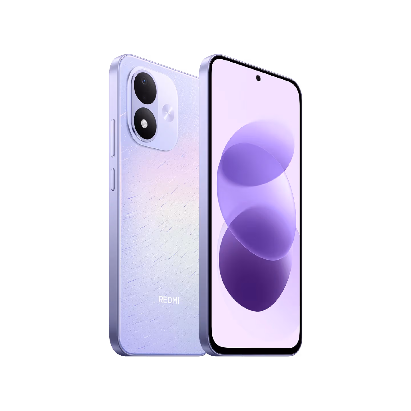 Xiaomi Redmi Note 17 5G morado diagonal respaldo mostrando camaras bordes botones y vista diaogonal mostrando pantalla y camara frontal
